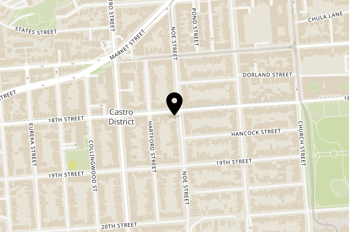 Map showing the location of Kasa Indian Eatery Castro on 4001 18th St in San Francisco