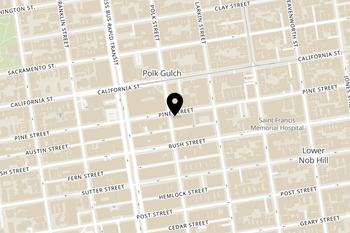 Map showing the location of Kasa Indian Eatery Polk Street on 1356 Polk St in San Francisco